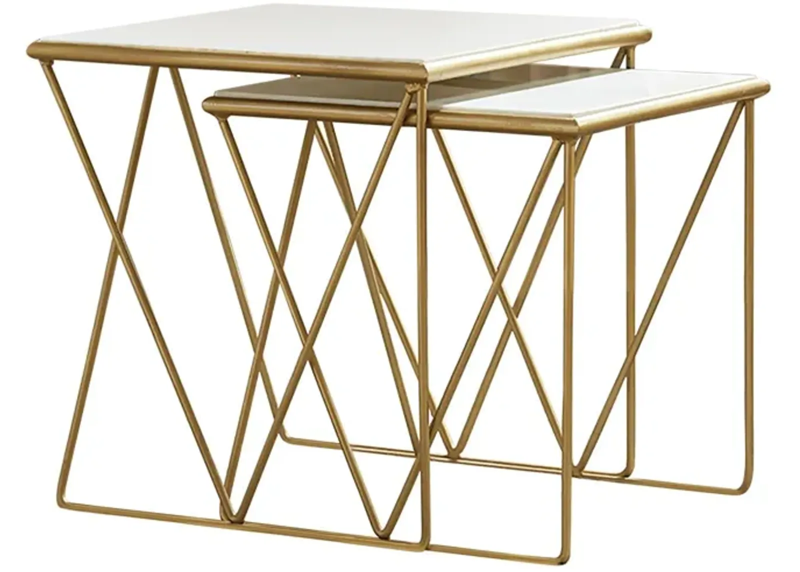 Coaster Bette 2-Piece Marble Top Nesting Table Set White & Gold