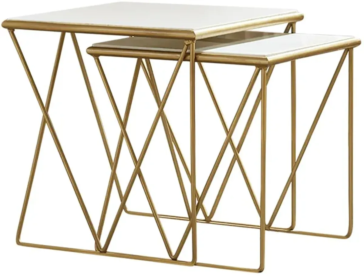 Coaster Bette 2-Piece Marble Top Nesting Table Set White & Gold