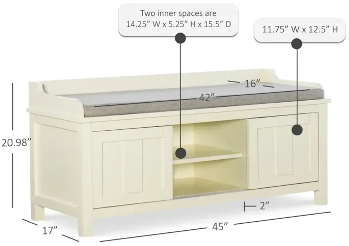 Linon Lakeville White Storage Bench