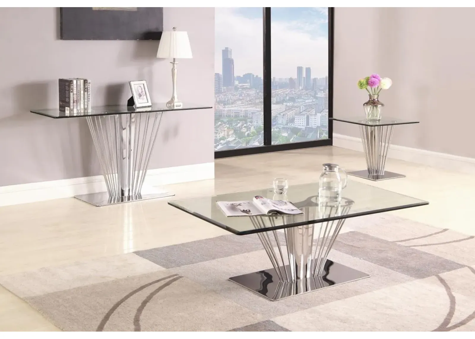 Chintaly Fernanda Contemporary Glass Sofa Table