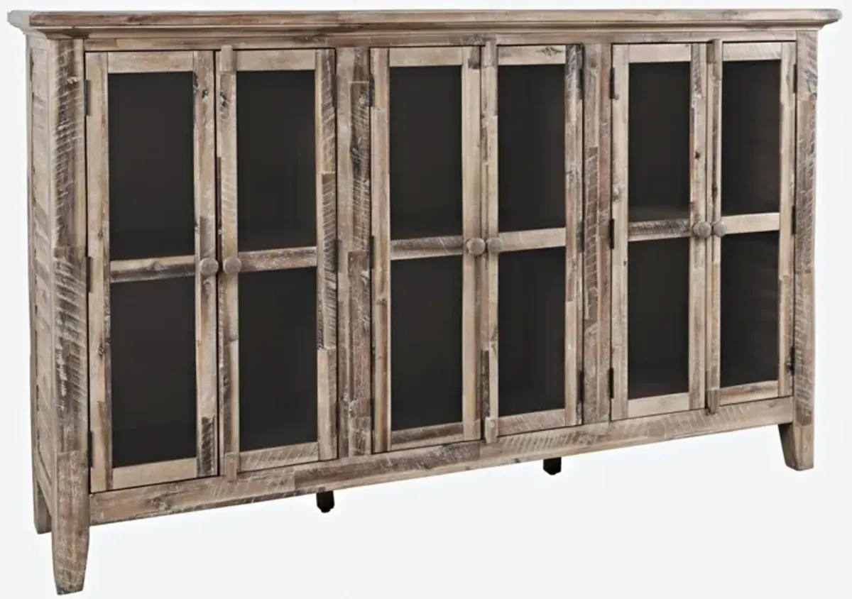 RUSTIC SHORES 6 DOOR HIGH CABINET GREY WASH