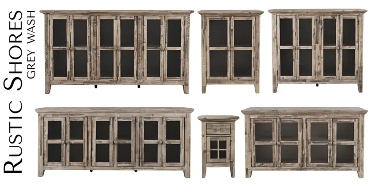 RUSTIC SHORES 6 DOOR HIGH CABINET GREY WASH