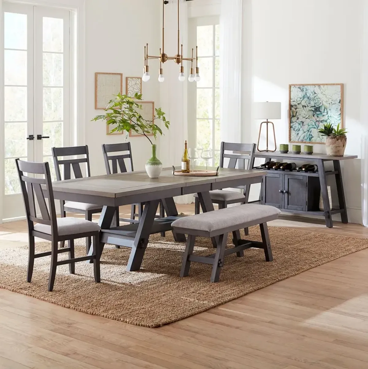 Liberty Furniture Lawson 6-Piece Rectangular Slate/Weathered Gray Casual Dining Table Set