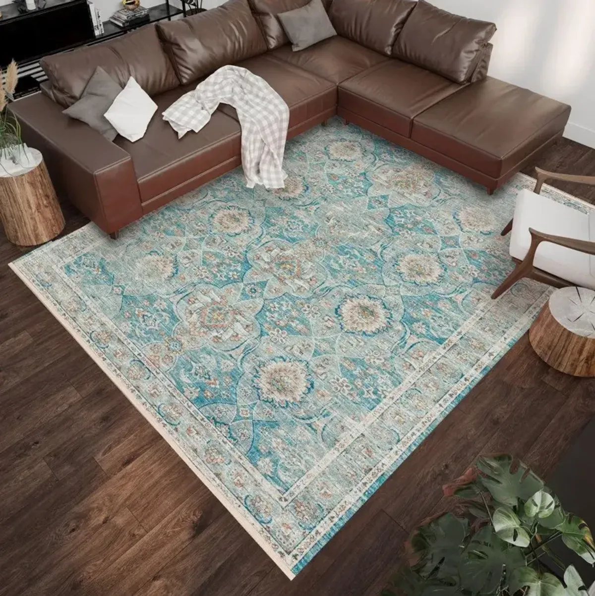 Dalyn Turquoise Medallion Tapestry 5'X8' Area Rug