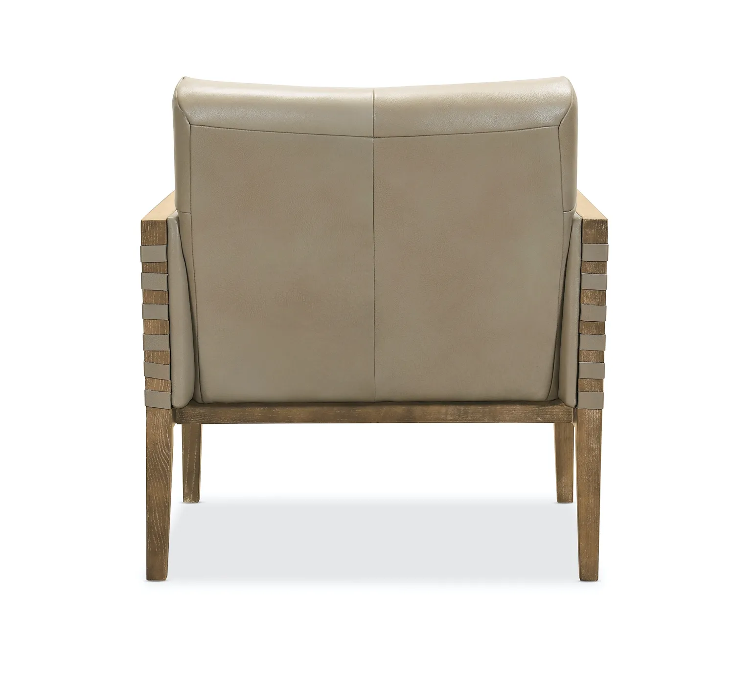 CARVERDALE MADDIE TAUPE LEATHER CLUB CHAIR WITH WOOD FRAME