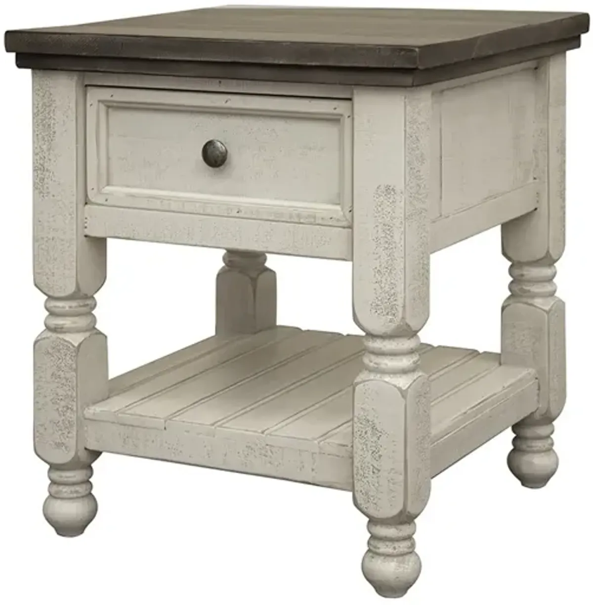 STONE - 1 DRAWER, SHELF END TABLE