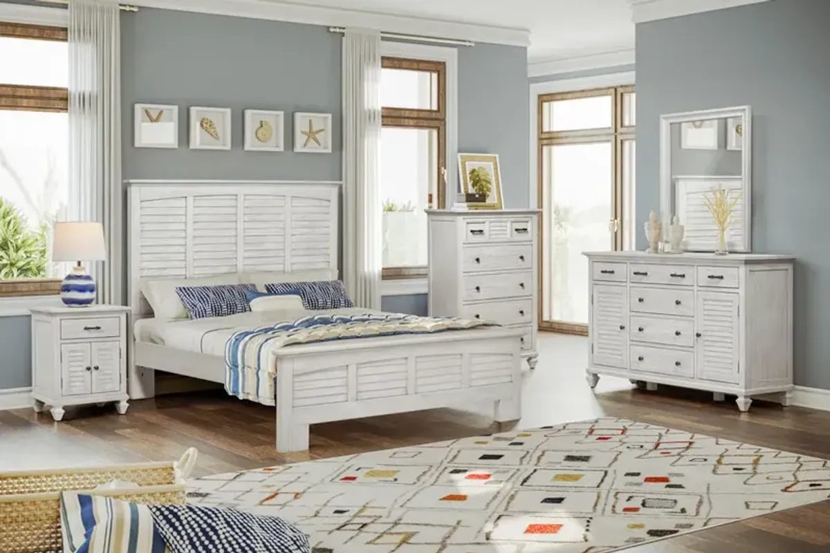 Seawinds Surfside King Bed Weathered White Finish