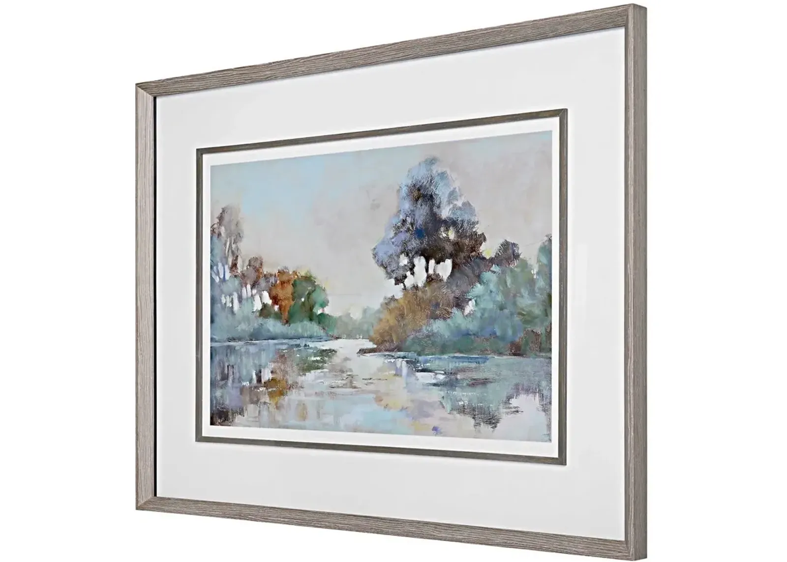 Uttermost Morning Lake Watercolor White Oak Framed Print