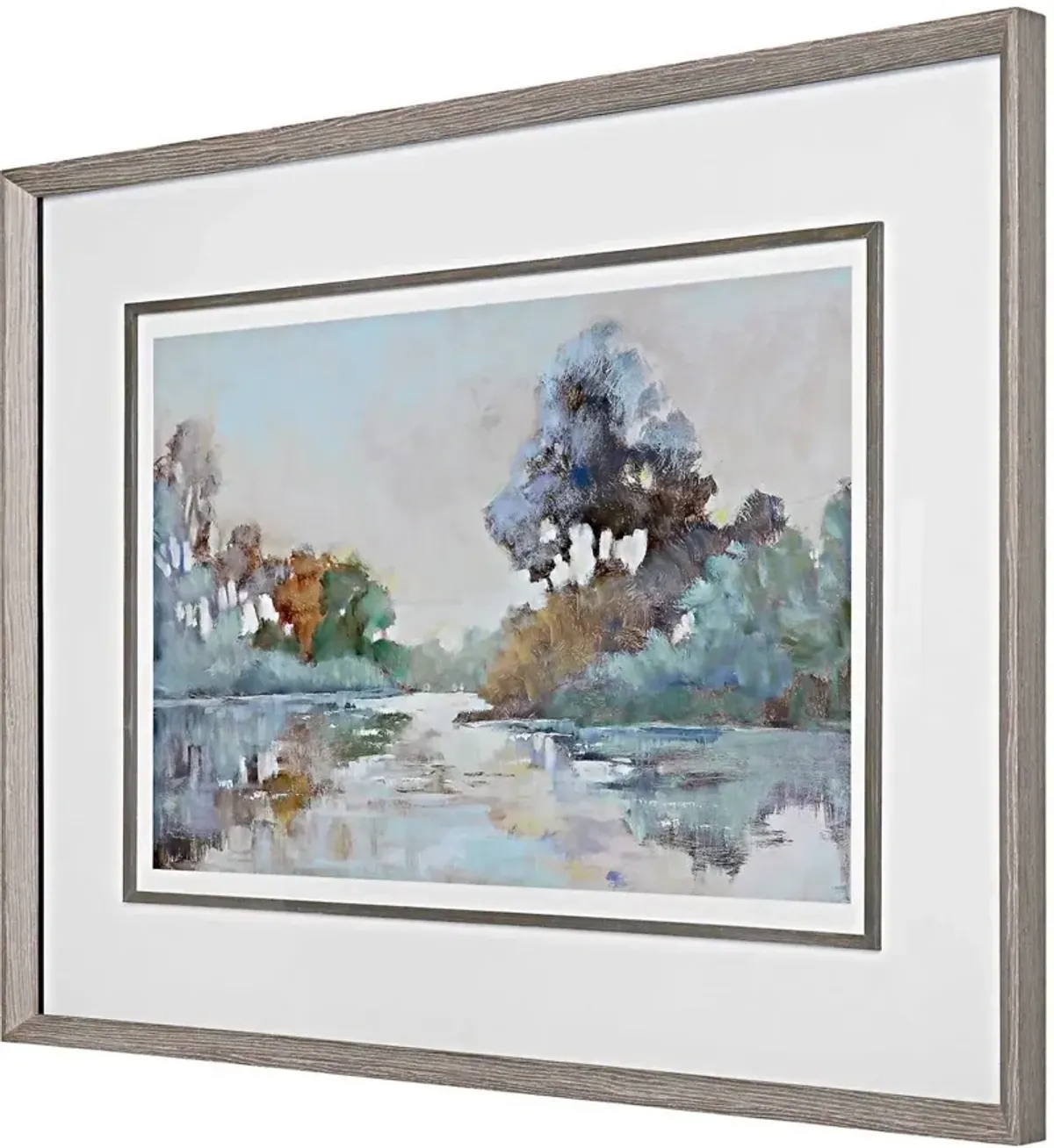 Uttermost Morning Lake Watercolor White Oak Framed Print