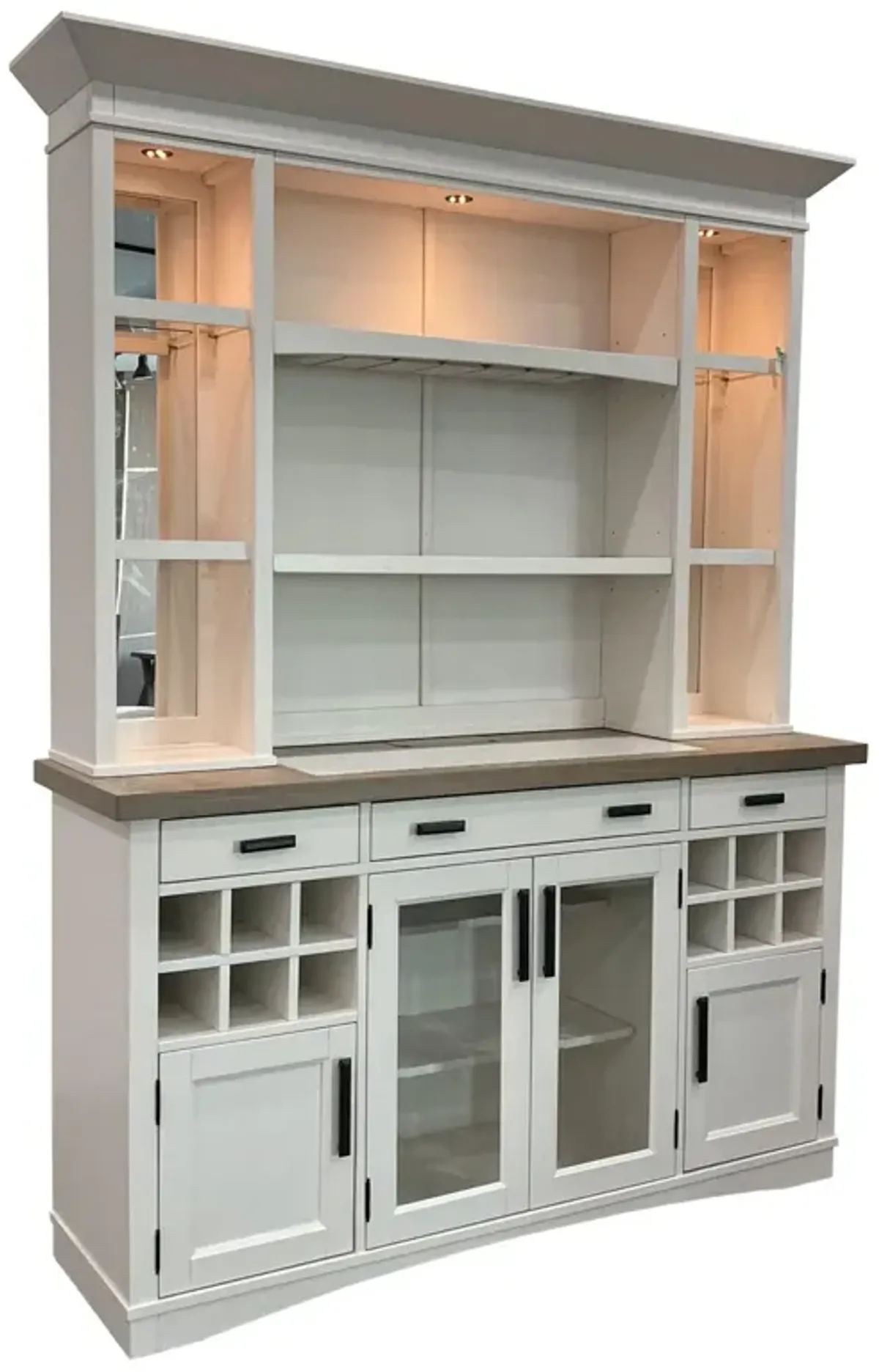 Parker House Americana Modern Dining Collection 2-Piece 69 Inch Buffet/Display Hutch with Quartz Insert Cotton Color