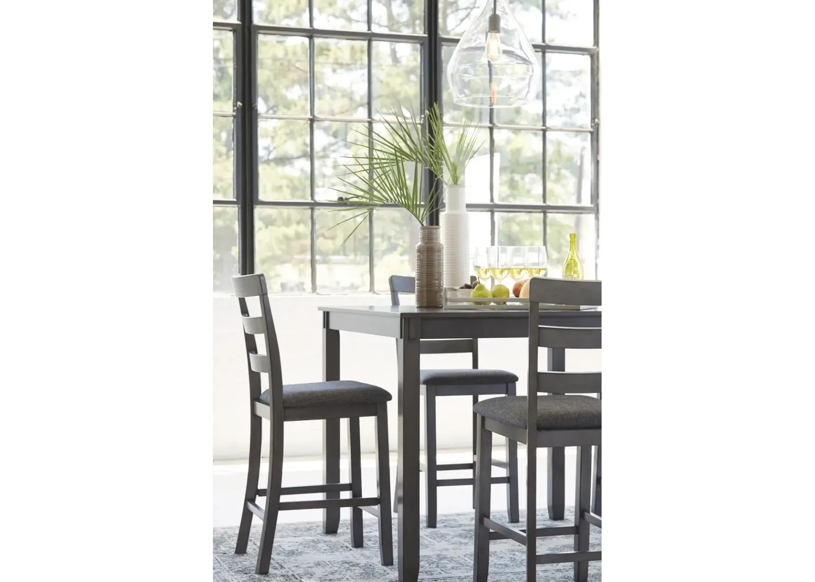 Ashley Bridson Counter Height Dining Table & Bar Stools Gray