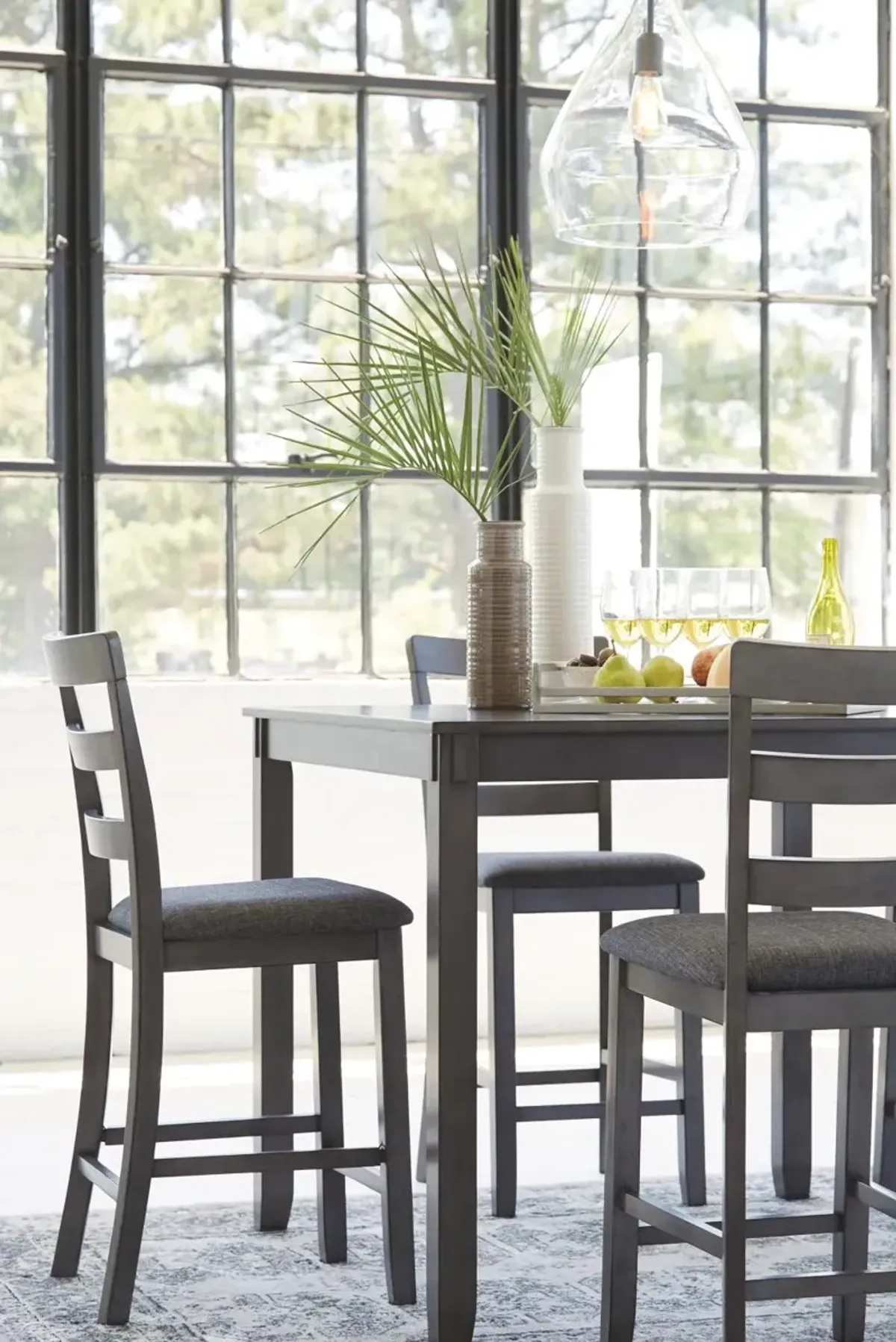 Ashley Bridson Counter Height Dining Table & Bar Stools Gray