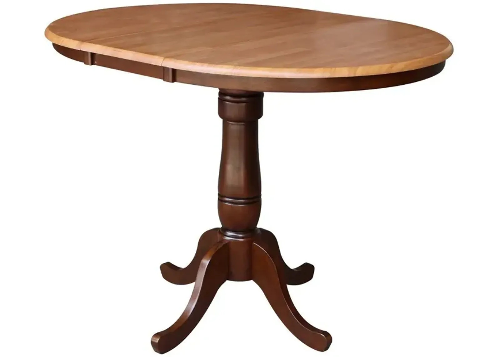 John Thomas Dining Essentials 36 Inch Extension Table with 36 Inch Traditional Pedestal Base in Cinnamon/Espresso