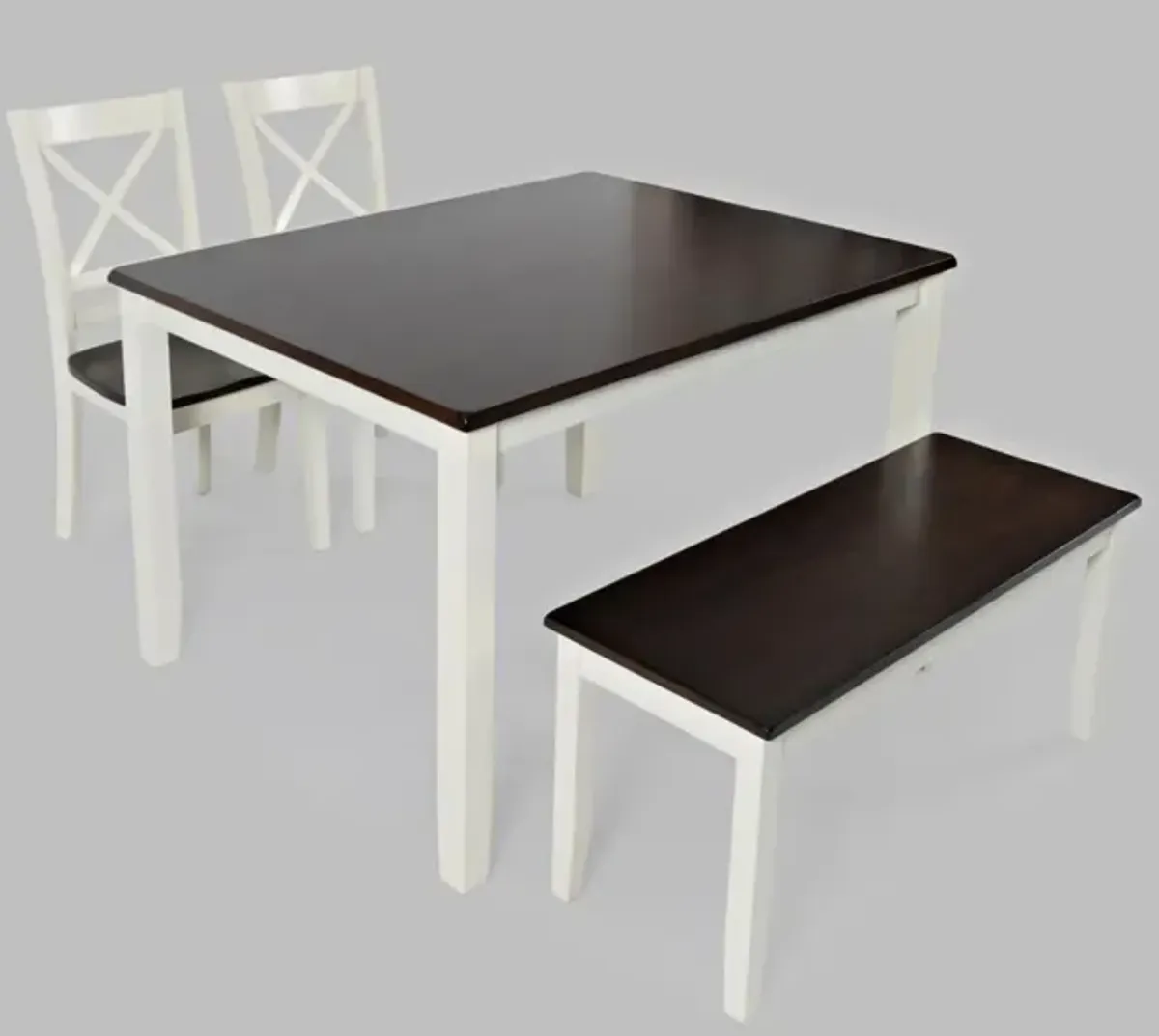 Jofran Asbury Park Table with 2 Chairs, Bench White Autumn Brown