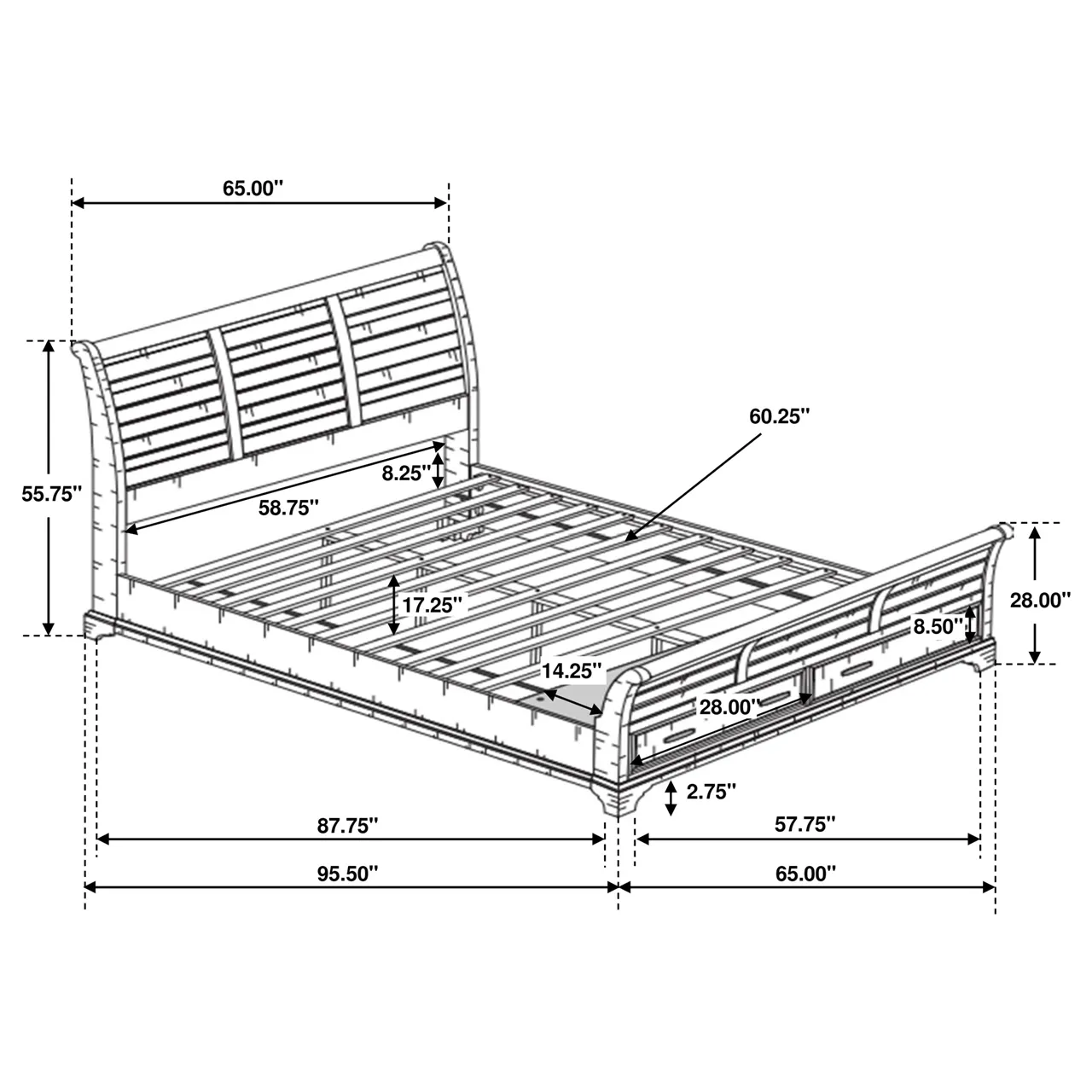 ELK GROVE QUEEN BED VINTAGE BOURBON