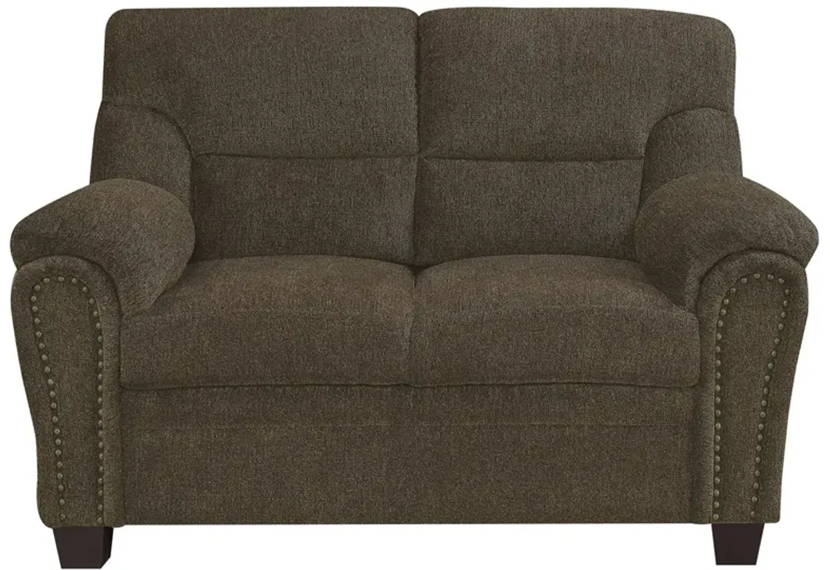 Coaster Clementine Upholstered Padded Arm Loveseat Brown