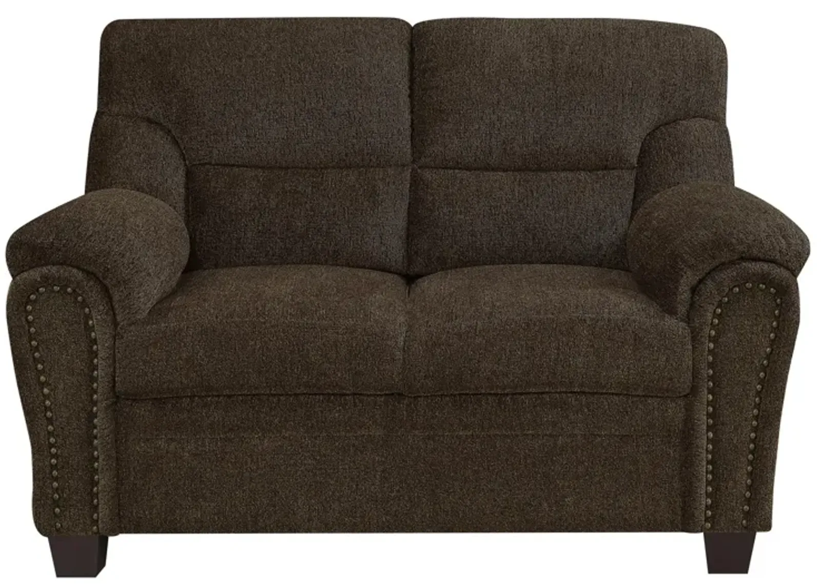 Coaster Clementine Upholstered Padded Arm Loveseat Brown