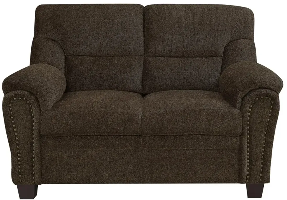 Coaster Clementine Upholstered Padded Arm Loveseat Brown