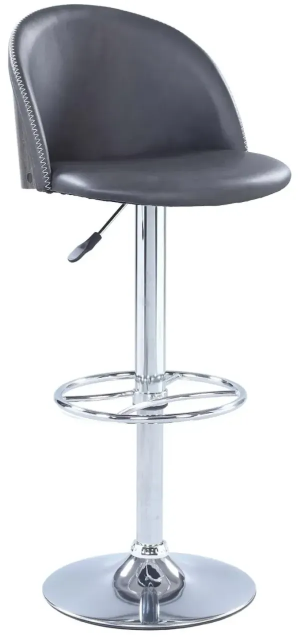Chintaly Grey Rounded Back Pneumatic Adjustable-Height Stool