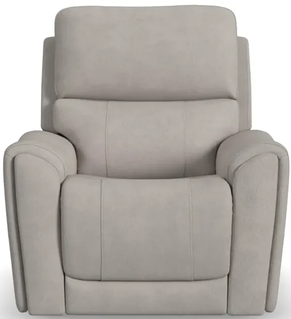 Flexsteel Carter Power Recliner with Power Headrest & Lumbar in Dove Fabric