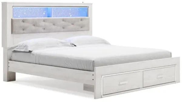 Ashley Altyra White King Upholstered Bookcase Bed with Storage