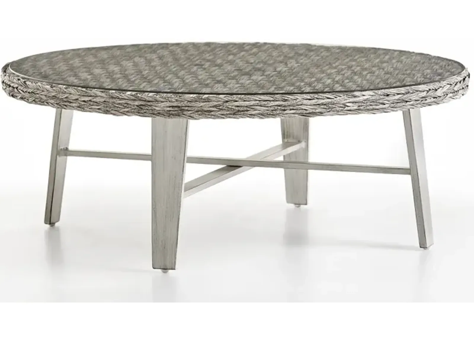 South Sea Outdoor Living Grand Isle Soft Granite Round Coffee Table with Glass Top