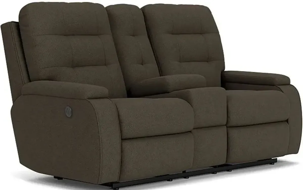 Flexsteel Kerrie Pewter Power Reclining Loveseat with Console