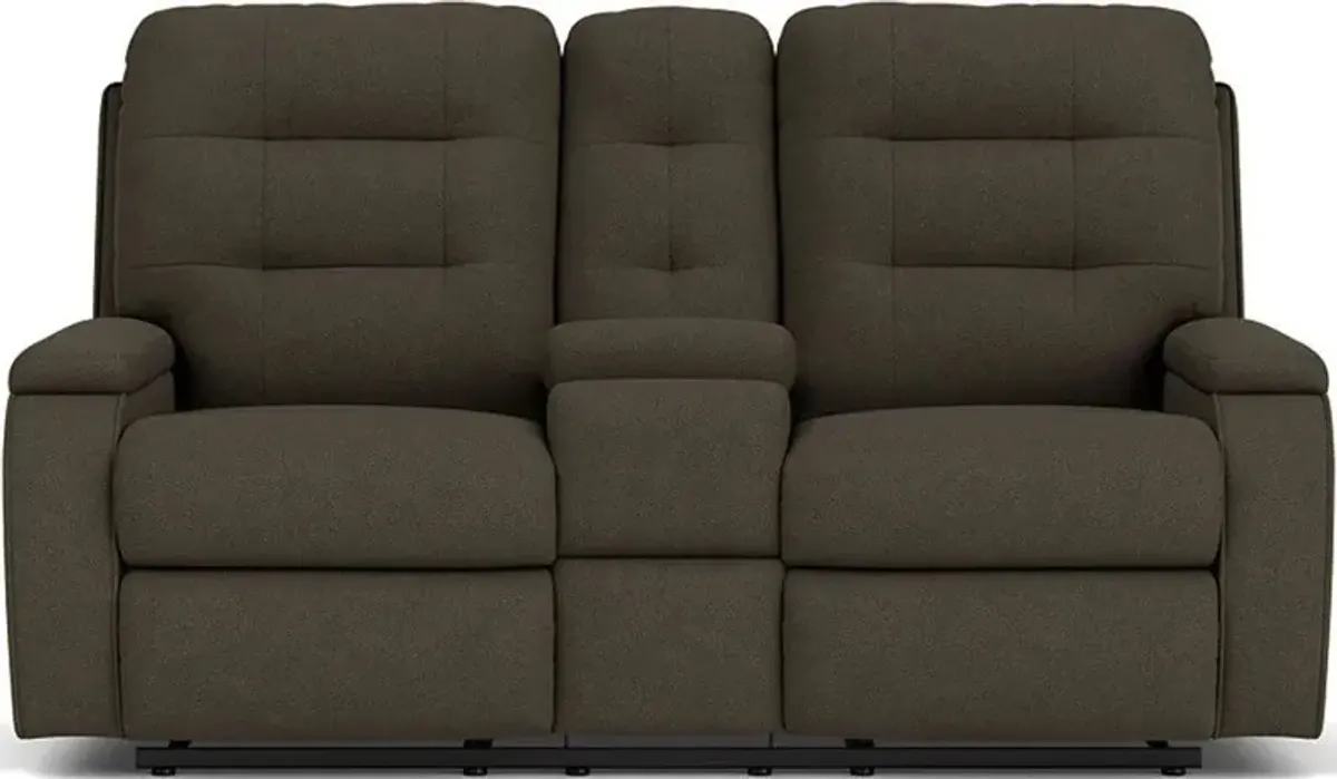 Flexsteel Kerrie Pewter Power Reclining Loveseat with Console