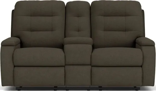 Flexsteel Kerrie Pewter Power Reclining Loveseat with Console