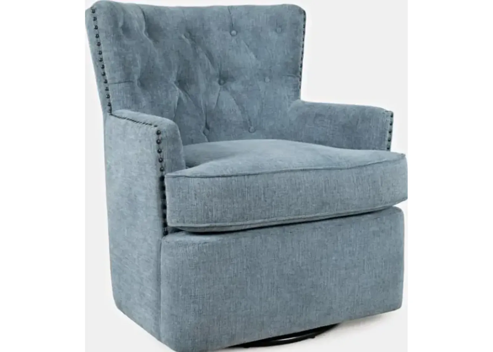 Bryson Blue Swivel Accent Barrel Chair