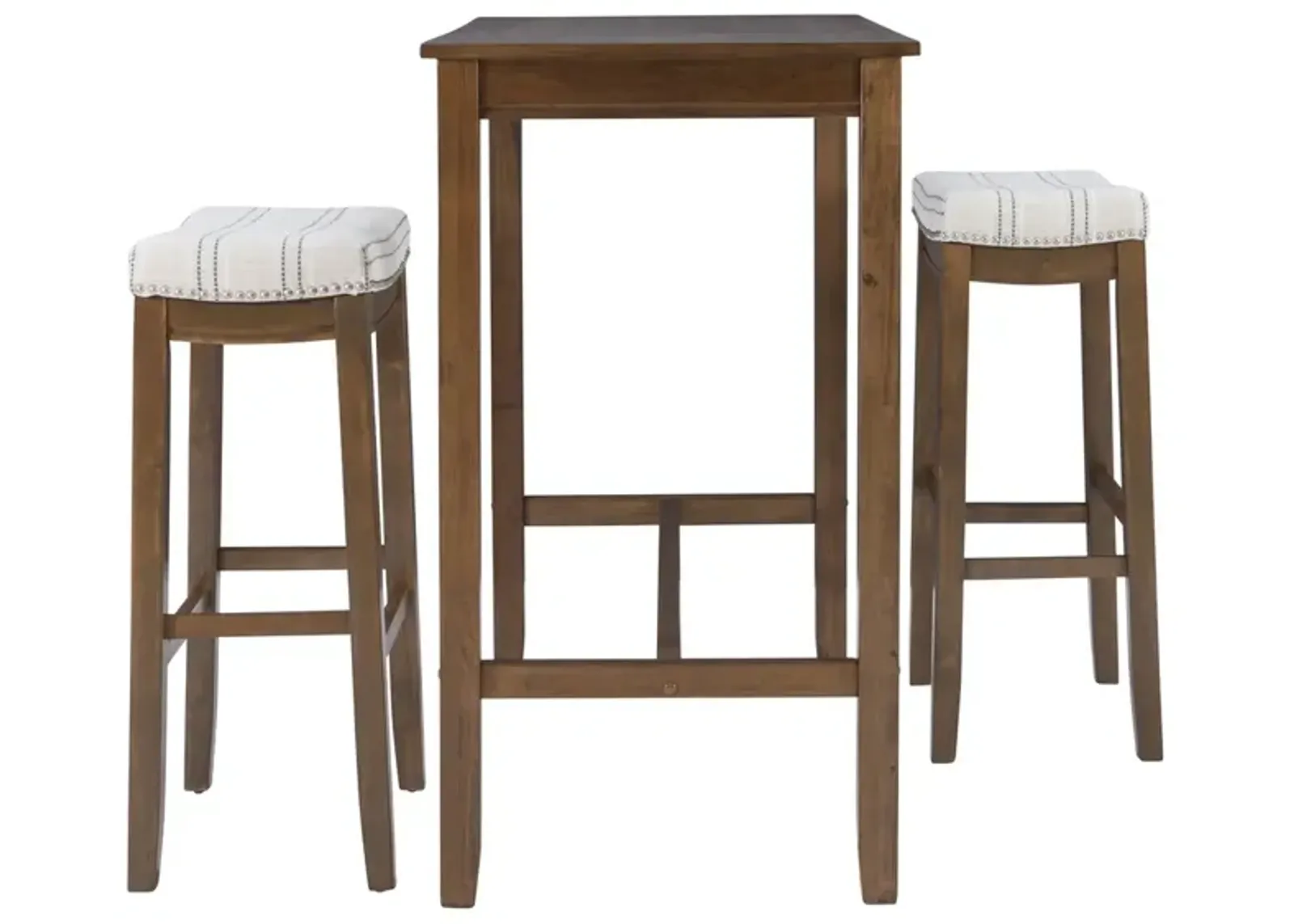 Linon Claridge 3-Piece Rustic/Stripe Bar Stools & Table Set