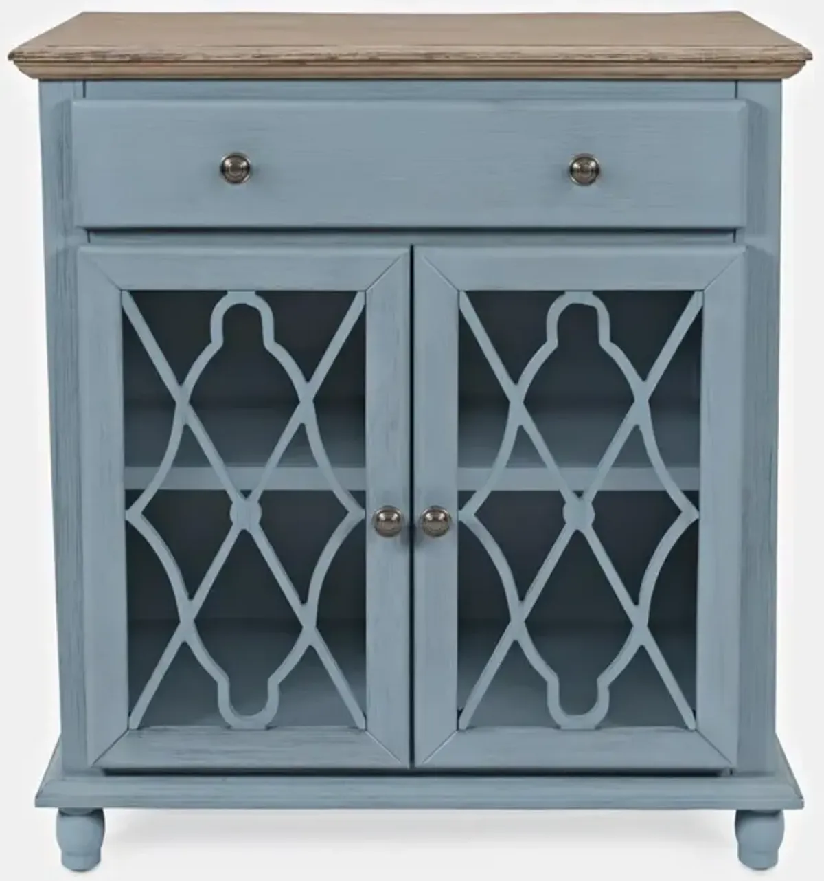 Jofran Aurora Hills 2-Door Accent Cabinet Brushed Blue Bisque