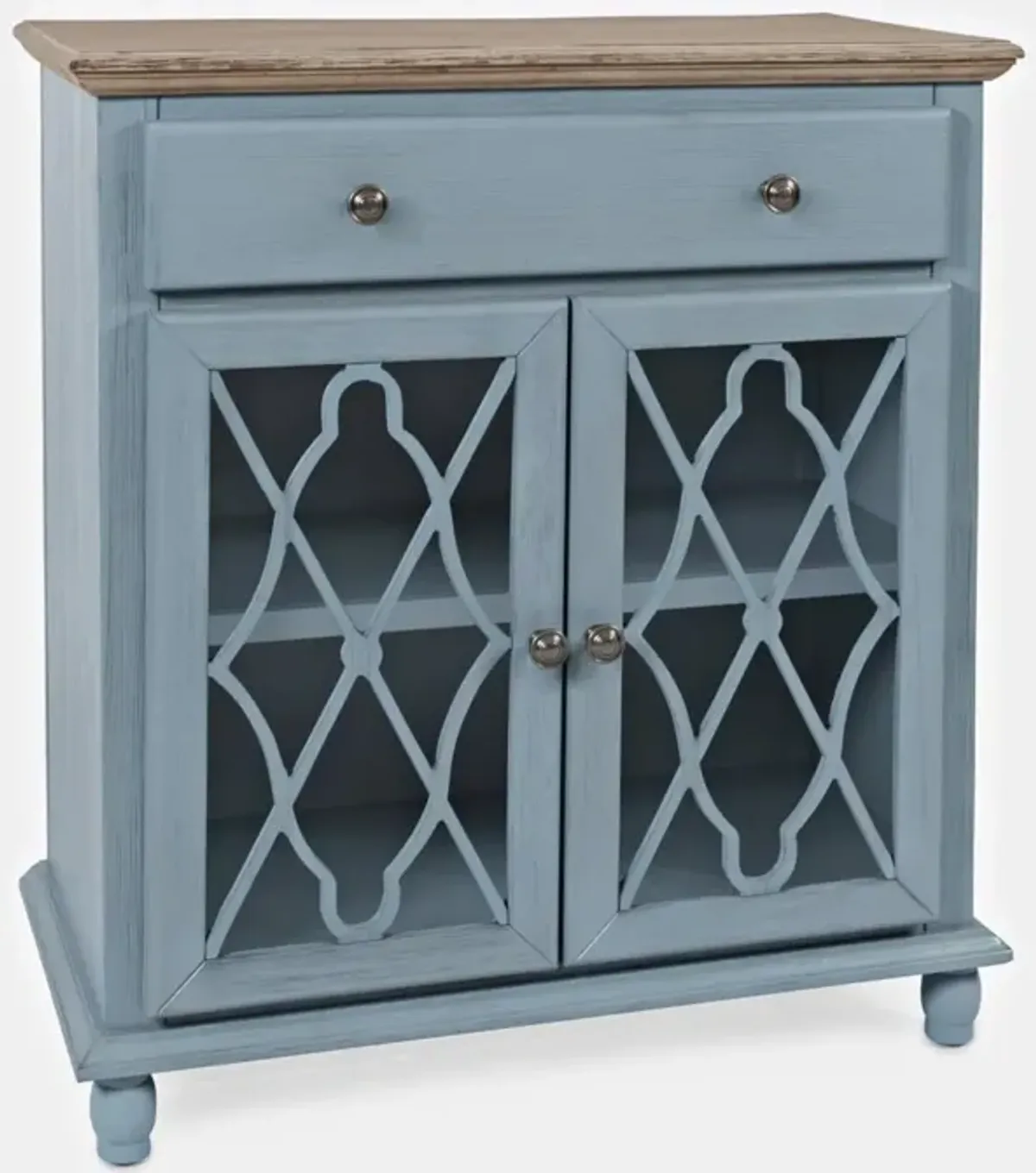 Jofran Aurora Hills 2-Door Accent Cabinet Brushed Blue Bisque