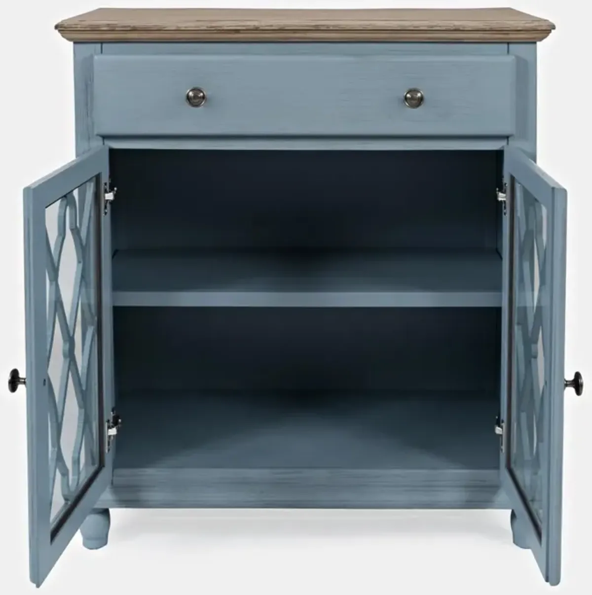 Jofran Aurora Hills 2-Door Accent Cabinet Brushed Blue Bisque