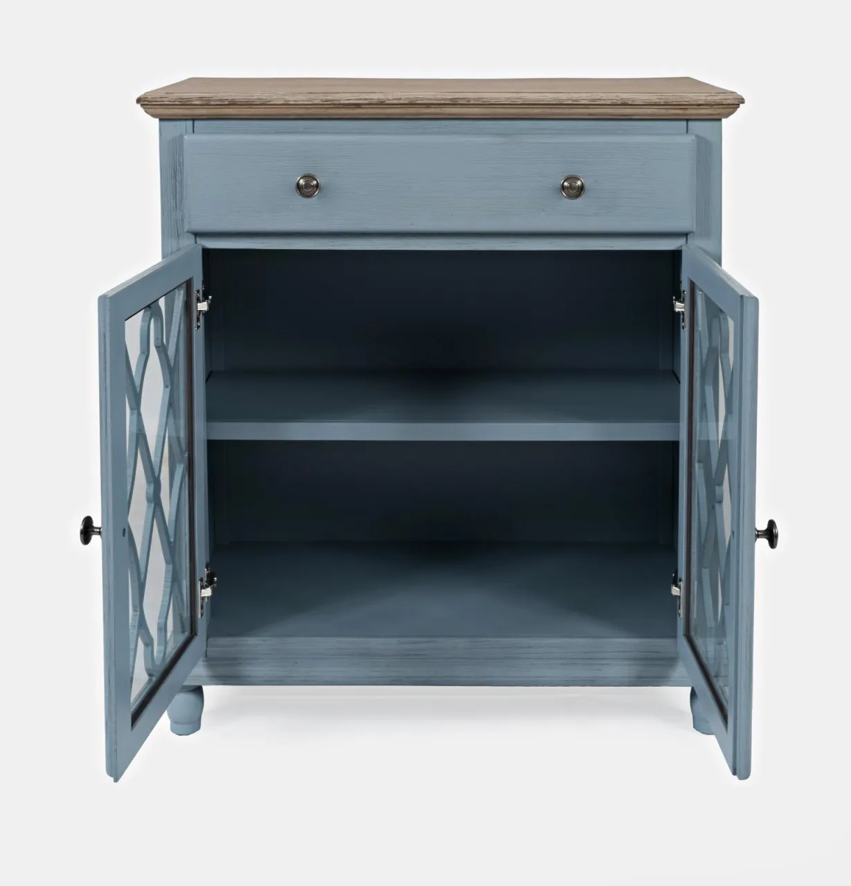 AURORA HILLS 2 DOOR ACCENT CHEST BRUSHED BLUE|BISQUE