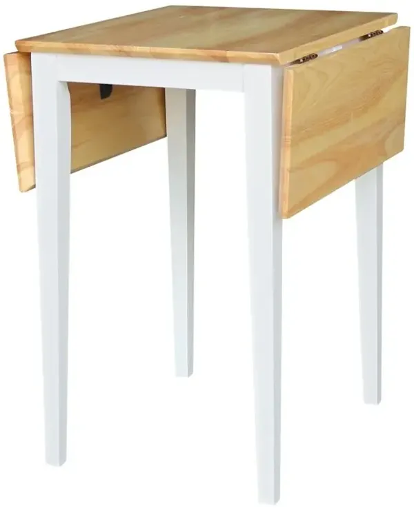 John Thomas Dining Essentials Small Drop Leaf Leg Table in Natural & White