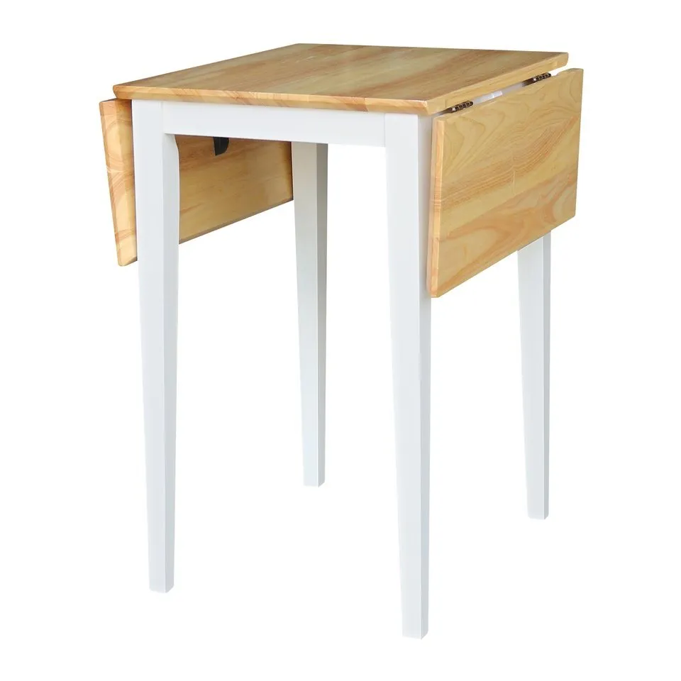 DINING ESSENTIALS SMALL DROP LEAF LEG TABLE IN NATURAL & WHITE