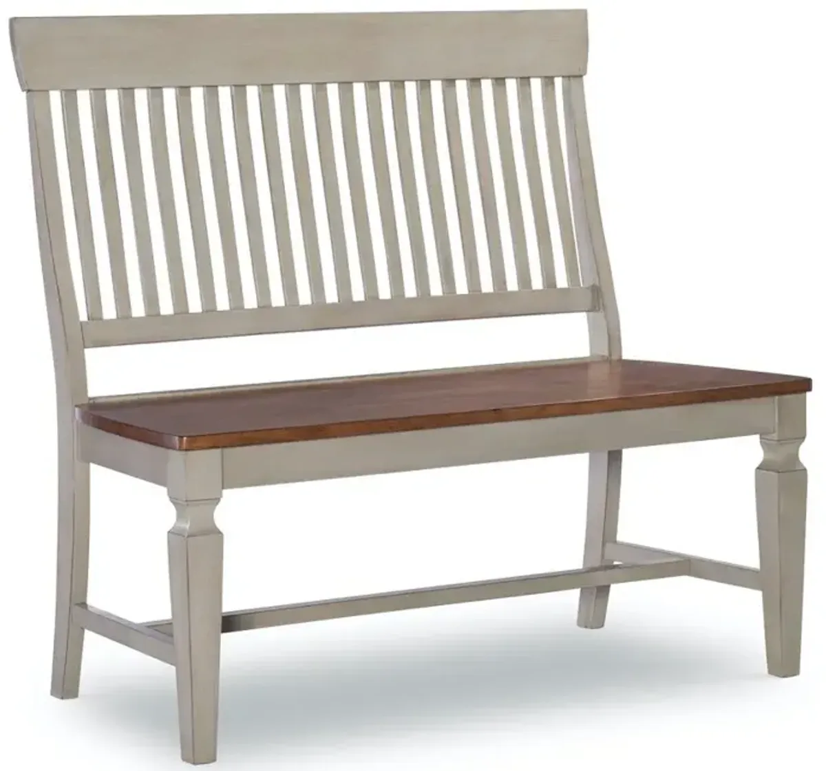 John Thomas Vista Slat Back Bench in Hickory & Stone