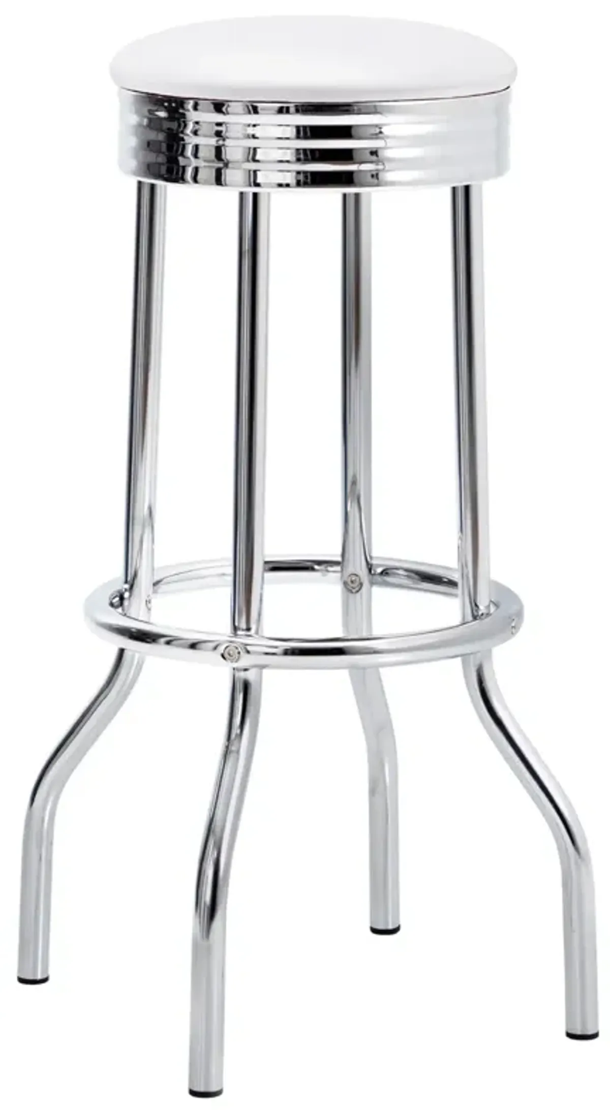 Coaster Retro Upholstered Metal Swivel Bar Stool White