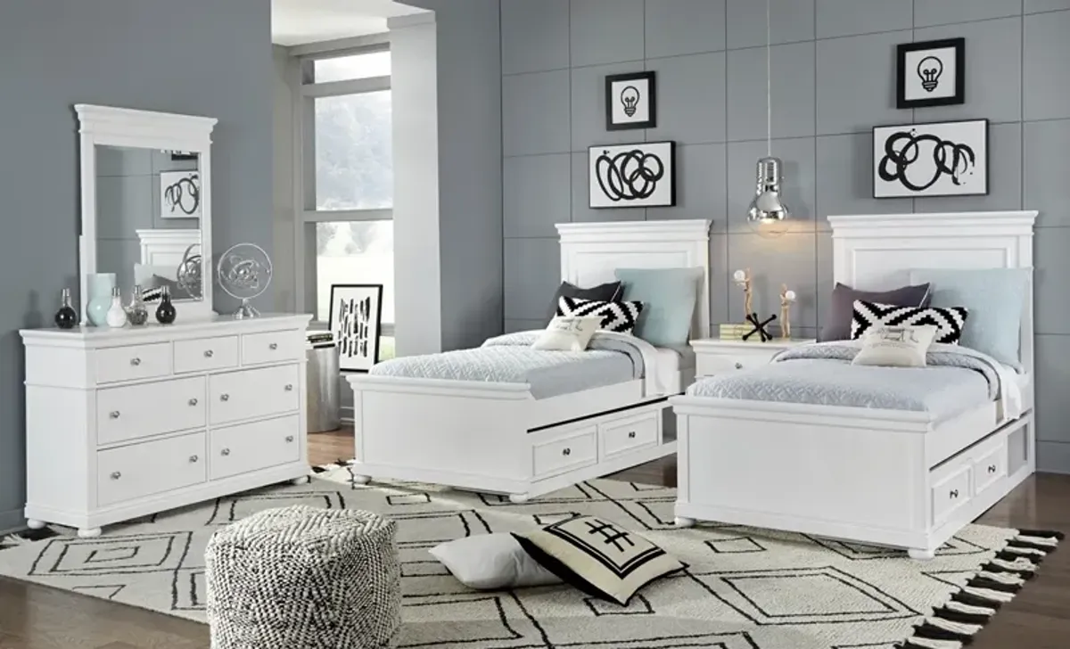 Kids/Teens Canterbury White Complete Twin Panel Bed