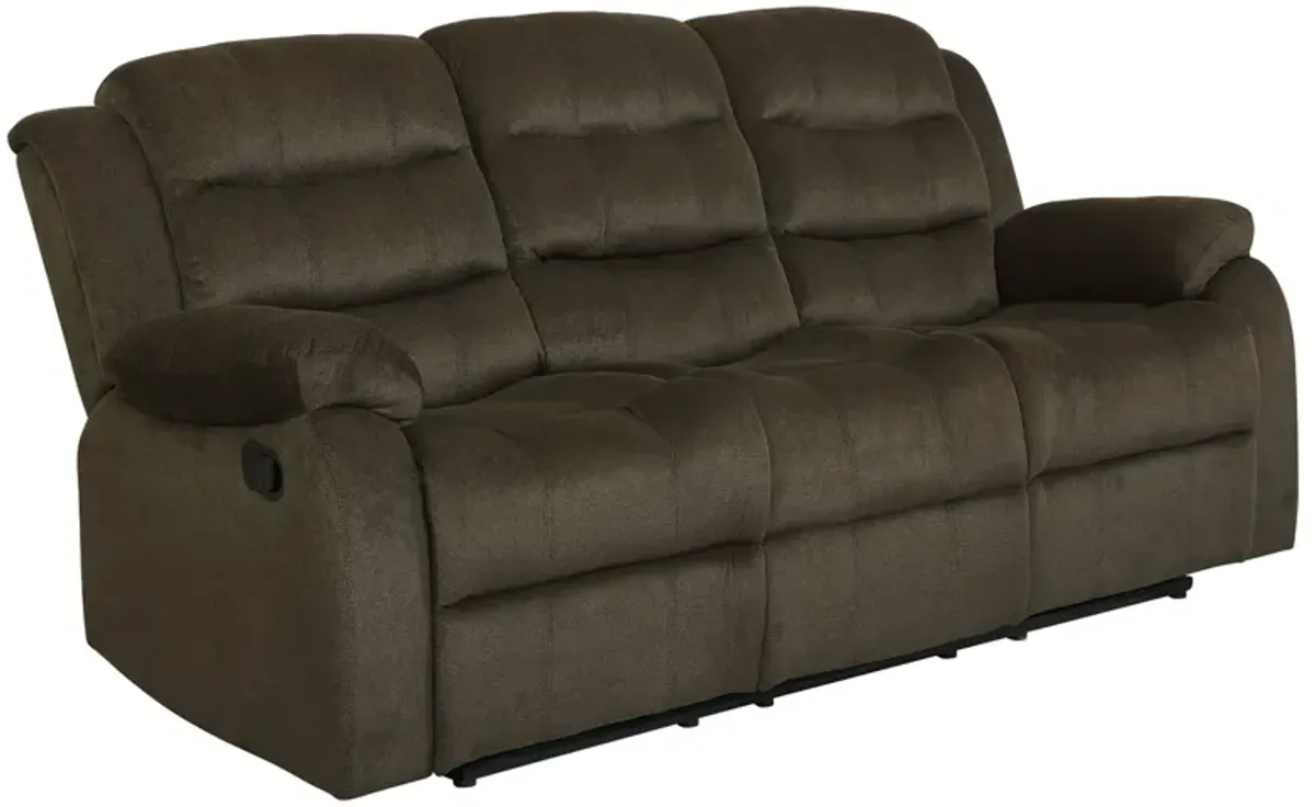 Coaster Rodman Upholstered Padded Arm Reclining Sofa Olive Brown