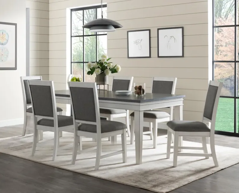 DEL MAR 60 INCH DINING TABLE WITH EXTENDABLE LEAF TO 78 INCH IN ANTIQUE WHITE & GREY