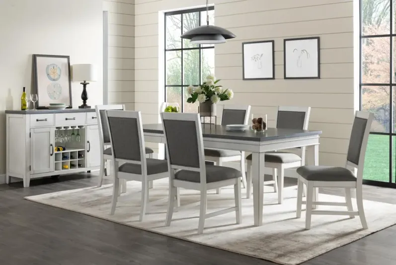 DEL MAR 60 INCH DINING TABLE WITH EXTENDABLE LEAF TO 78 INCH IN ANTIQUE WHITE & GREY