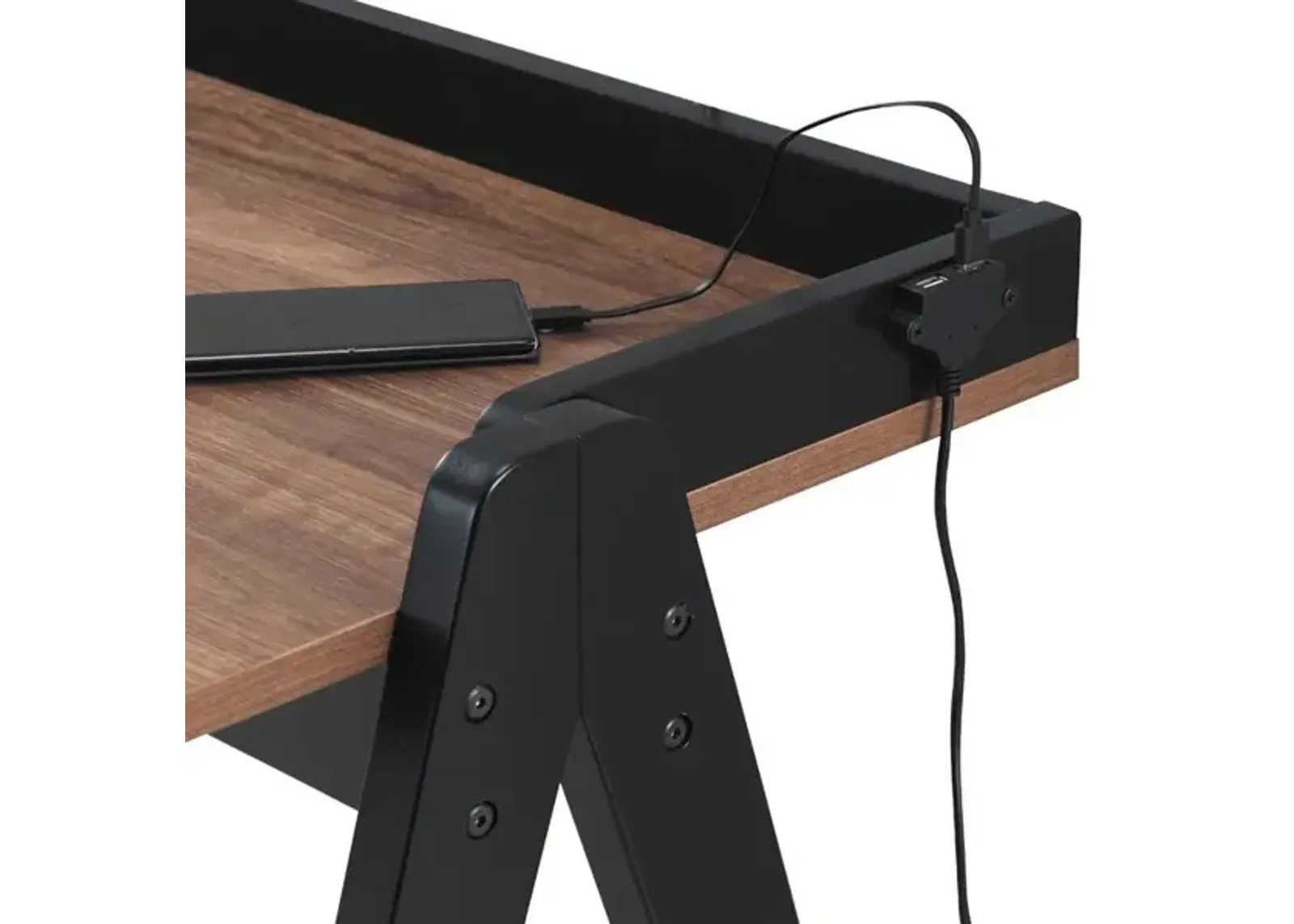 Coaster Raul 50 Inch Writing Desk with Usb Ports Walnut & Black