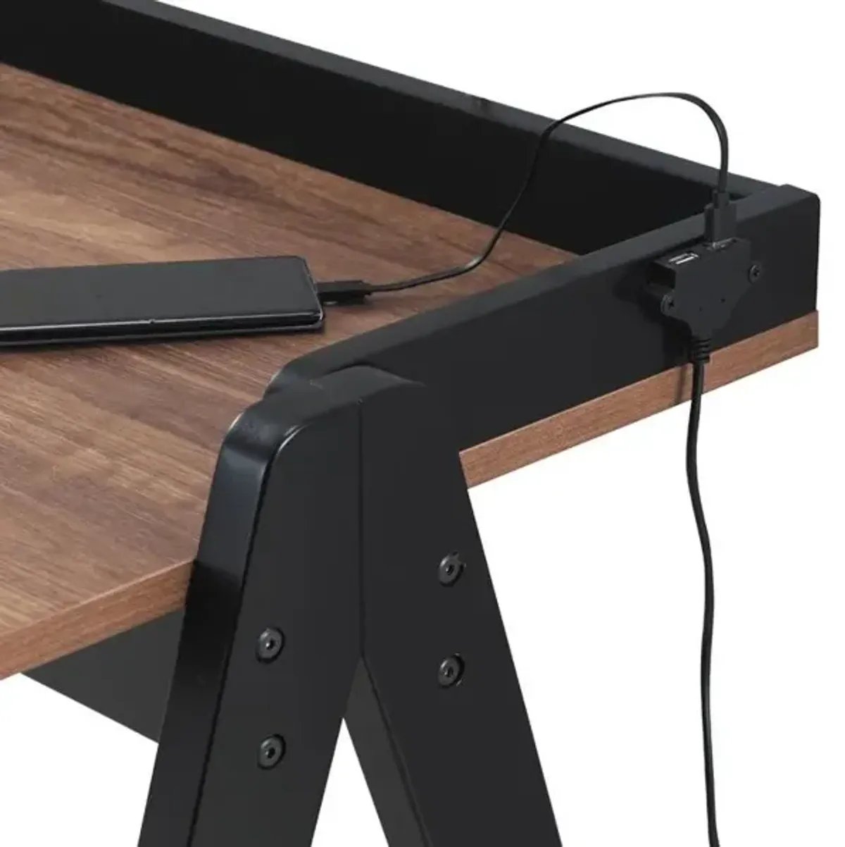 Coaster Raul 50 Inch Writing Desk with Usb Ports Walnut & Black