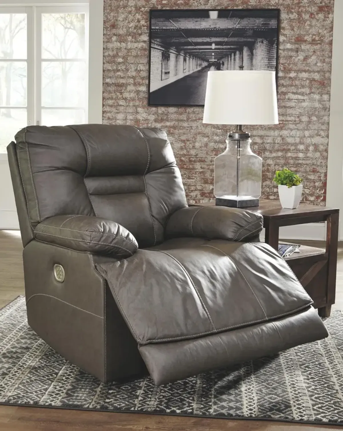 Ashley Wurstrow Smoke Power Recliner with Adjustable Headrest