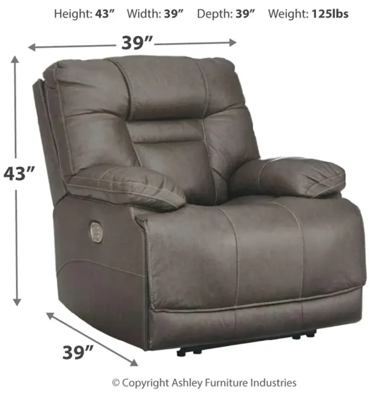 Ashley Wurstrow Smoke Power Recliner with Adjustable Headrest