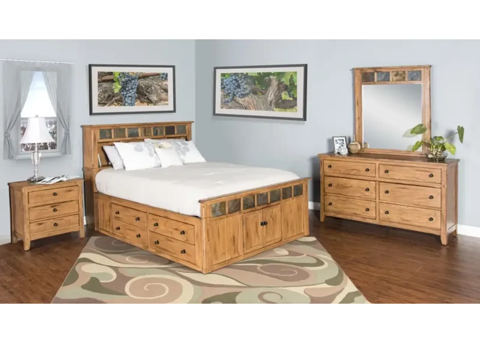 Sunny Designs Sedona Rustic Oak Eastern King Storage Bed