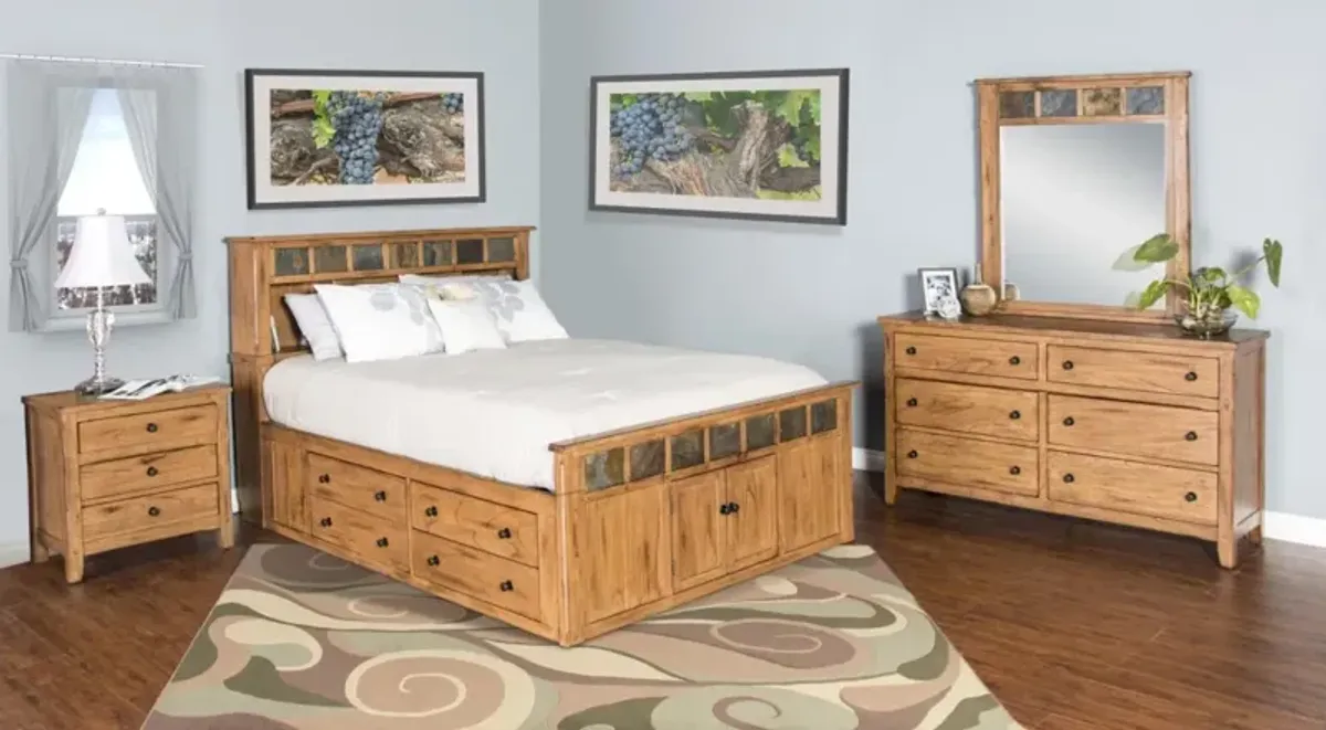 Sunny Designs Sedona Rustic Oak Eastern King Storage Bed