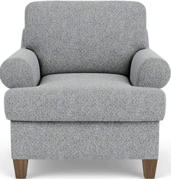 Flexsteel South Haven Silver Tweed Rolled Arm Chair with Round Legs